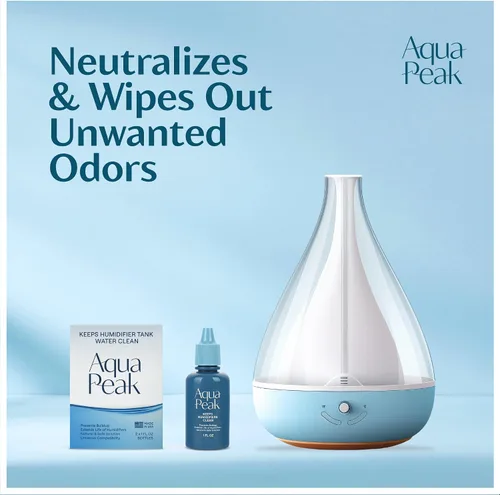 Vista 3 de Paquete de 2 gotas para humidificador para un tanque limpio - Más de 400 usos - Limpiador de humidificador de grado alimenticio - Retrasa