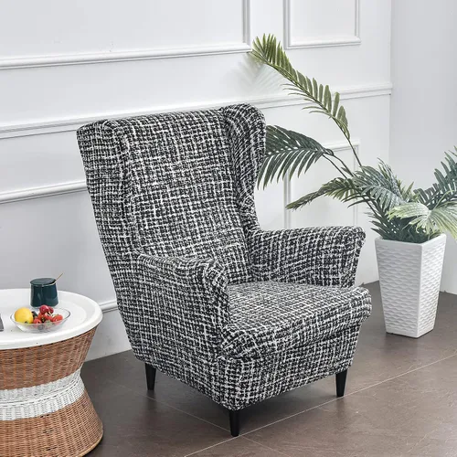 Vista 44 de Eco-Ancheng Funda para silla Wingback, 2 piezas, respaldo de ala, fundas de elastano para sillón con respaldo de ala, fundas para sillón con parte