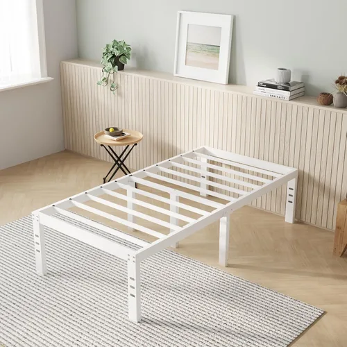 Vista 24 de Novilla Base de cama tamaño Queen, base de cama con plataforma de metal de 14 pulgadas tamaño Queen con espacio de almacenamiento debajo de la cama