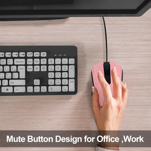 Vista 3 de Guiheng Paquete de 2 ratones ergonómicos con cable para computadora, USB para mano derecha o izquierda, clics duraderos para PC, laptop, computadora