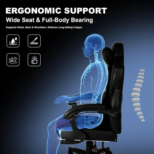 Vista 4 de Vigosit Silla de juegos Pro, sillas ergonómicas para juegos para adultos y personas pesadas, silla reclinable de masaje para escritorio de oficina