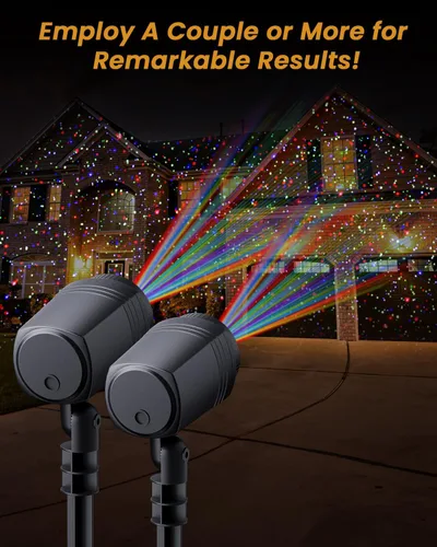 Vista 5 de Enjoyedled Luces láser de Navidad para exteriores, proyector de luz RGB (rojo, verde, azul) con control remoto RF y temporizador para fiestas