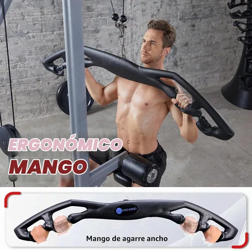 Vista 2 de HXD-ERGO LAT Pulldown Attachments-LAT Pull Down Bar with Ergonomic Grips Negro 10