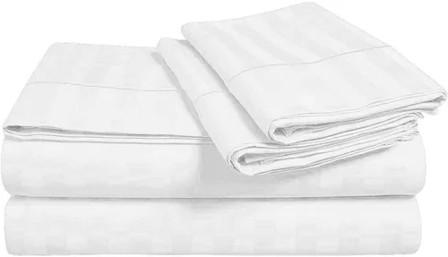 Vista 15 de Juego de sábanas y fundas de almohada de 6 piezas, 100% algodón, juego de sábanas de rayas de agua individual incluye 4 fundas de almohada, 1 sábana