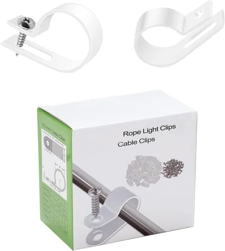 Vista 10 de Paquete de 50 clips para luz de cuerda de 1/2 pulgada, clips para cable y alambre con abrazadera, clips de montaje estilo P con tornillos de acero