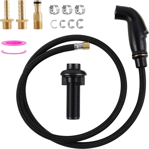 Vista 9 de Pulverizador lateral universal de cocina compatible con grifo Moen, reemplazo del rociador de grifo de fregadero de cocina con Níquel cepillado