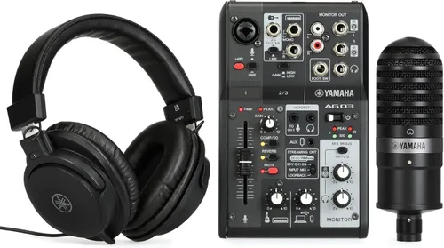Vista 14 de Yamaha AG03MK2 Mezclador de bucle de transmisión en vivo negro de 6 canales/interfaz USB con Steinberg Software Suite