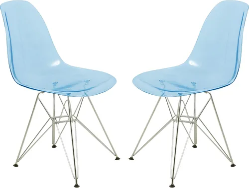 Vista 11 de LeisureMod Cresco - Comedor acrílico, base Eiffel cromada moderna y diseño de respaldo curvo, silla auxiliar ergonómica y ligera para el hogar