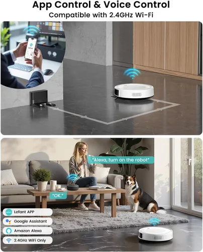 Vista 8 de Lefant M310 Ultra Robot Vacuum and Mop, 6000Pa Suction-Slim Robotic Cleaner with ToF LiDAR Navigation, Accurate Obstacle Avoidance, WiFi/App/Alexa