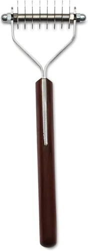 Vista 10 de Mars Coat King Original Dematting Undercoat - Rastrillo de aseo para perros y gatos, acero inoxidable con mango de madera, fabricado en Alemania, 20