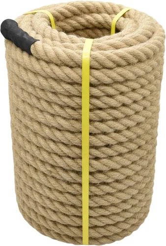 Vista 10 de Cuerda de yute de 1 1/2 pulgadas x 50 pies, cuerda de cáñamo natural gruesa y pesada cuerda náutica trenzada para manualidades, escalada