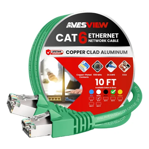 Vista 14 de Cable Ethernet blindado CAT 6 de 5 pies, para interiores de alta velocidad (SFTP) 10 Gbps blindado sin enganches, cable Ethernet de 5 pies