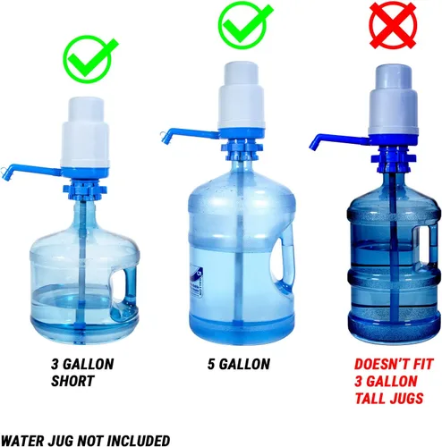 Vista 6 de Bomba de agua manual a presión manual Dolphin, sin BPA Para botellas de 2 a 6 galones, dispensador de agua, tubo extra corto, tapa sanitaria