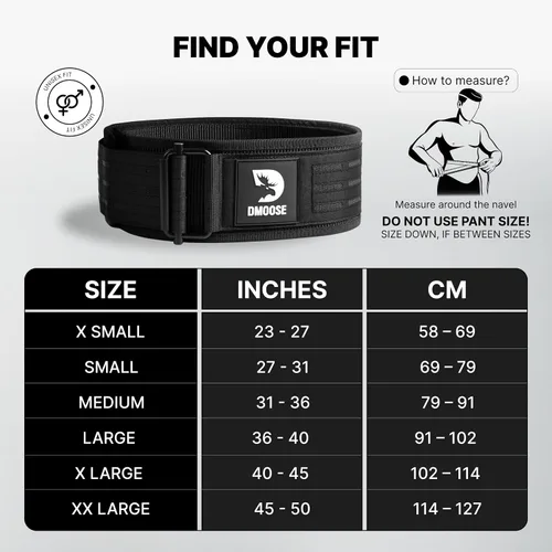 Vista 2 de DMoose Fitness Cinturón de levantamiento de pesas con bloqueo automático para hombres y mujeres, cinturón de nailon de 4 pulgadas para sentadillas