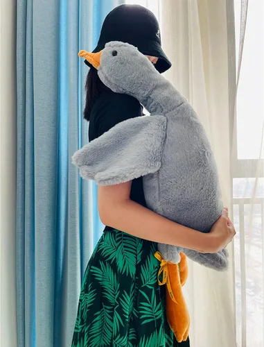 Vista 17 de Tanha Peluche de ganso, suave felpa de ganso, lindo ganso de peluche, animal de peluche de pato, 20 pulgadas, marrón