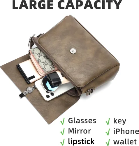 Vista 6 de KouLi Buir Bolsos cruzados para mujer, bolsos de cuero sintético, bolsos de diseñador de moda, bolso de hombro de mano de noche