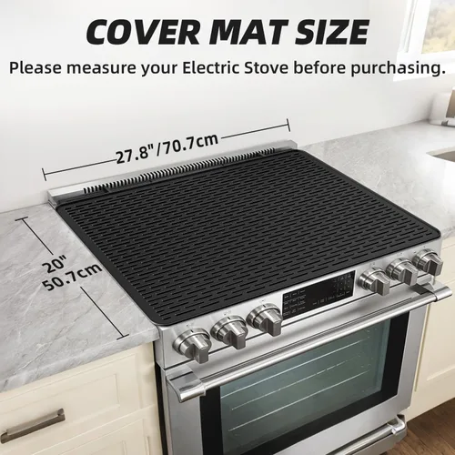 Vista 5 de LOPNUR Cubierta de estufa eléctrica para la parte superior de la estufa, alfombrilla de estufa de silicona de 27.8"x20" para cubierta de estufa