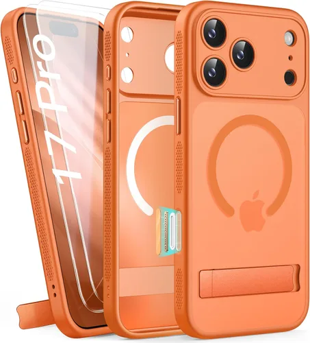 Vista 45 de BXYJY Funda magnética para iPhone Air con soporte, compatible con MagSafe, botón de control de cámara, protección completa de la lente, caída