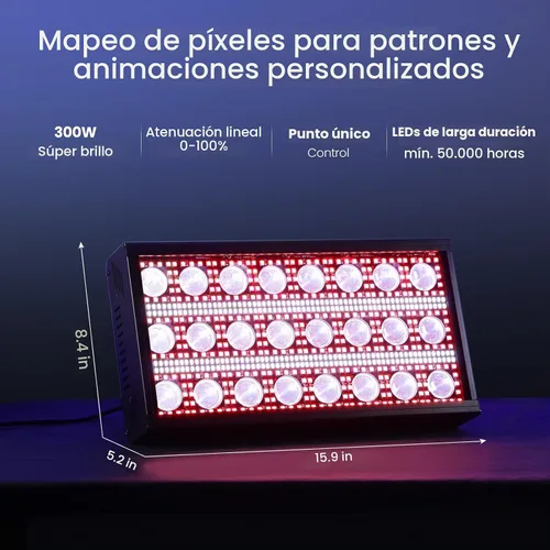 Vista 6 de Betopper LF2405 300w Luzes de Efeito de Feixe de Matriz LED, Luzes de Palco de Lavagem LED, Luz de Estrobo LED Super Brilhante de Grande Flash