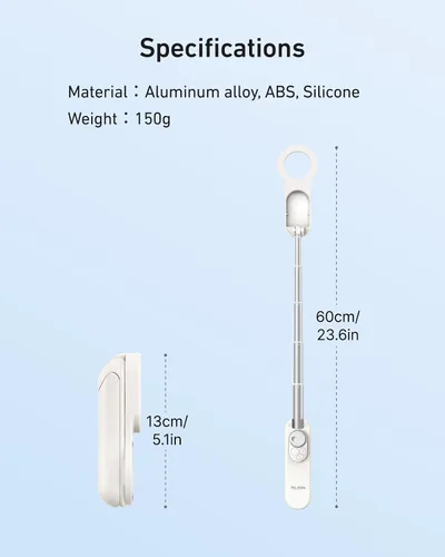 Vista 7 de TELESIN - Mini palo magnético para selfie, trípode para teléfono para iPhone 17 16 y Android Portable Pocket-Size Phone Stand with Zoom Remote