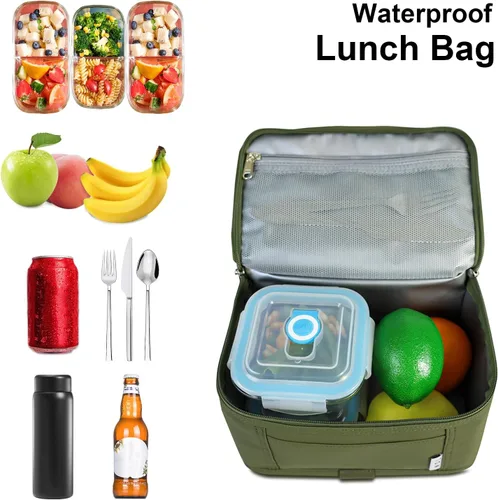 Vista 9 de NOL Natural Organic Lifestyle Bolsa de almuerzo pequeña Mini lonchera Bolsa de almuerzo aislada para hombres/mujeres A prueba de fugas Bolsa térmica