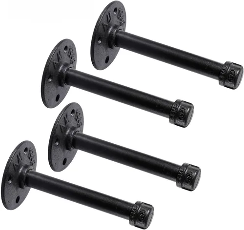 Vista 16 de Soportes industriales de tubo de hierro negro de 1/2 pulgada, soporte rústico para colgar en la pared, soportes de tubo personalizados para estantes