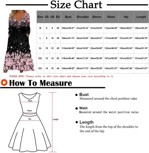 Vista 3 de Fragarn Vestido cruzado para mujer casual a la moda con cuello redondo botones y bolsillos