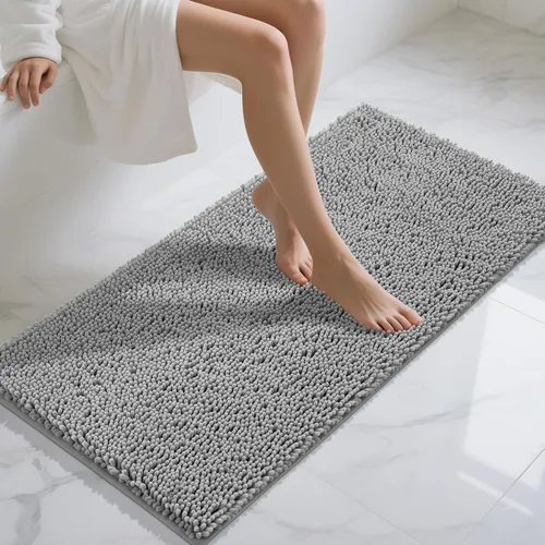 Vista 97 de Yimobra Tapetes de baño lavables, de chenilla súper suave y absorbente, para suelo y alfombra, de secado rápido, antideslizante, para bañera y Beige