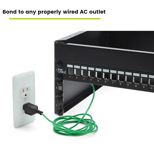 Vista 3 de TRUE CABLE Adaptador de cable de extensión de conexión y conexión a tierra para panel de conexión Ethernet blindado, enchufe NEMA 5-15P de 3