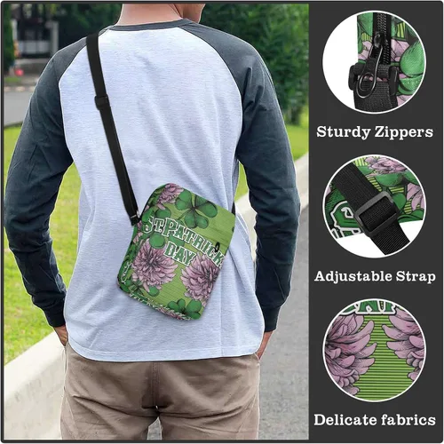 Vista 6 de Happy St Messenger Bag for Women Men Crossbody Shoulder Bag Small Crossbody Bags Over The Shoulder Bag with Adjustable Strap for Cycling Hiking