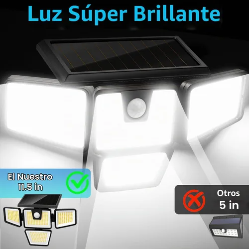 Vista 4 de AmeriTop Luces Solares para Exteriores, Paquete de 2 Luces LED de Alto Brillo Inalámbricas con Sensor de Movimiento Solar; 4 Cabezales Ajustables