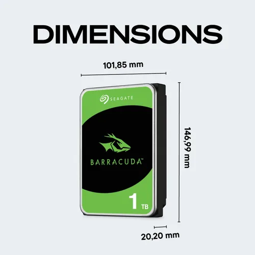 Vista 9 de Seagate Bare Drives BarraCuda - Disco duro interno de 1 TB, SATA de 3.5 pulgadas, 6 Gb / s, 7200 RPM, 64 MB caché, para computadora de sobremesa