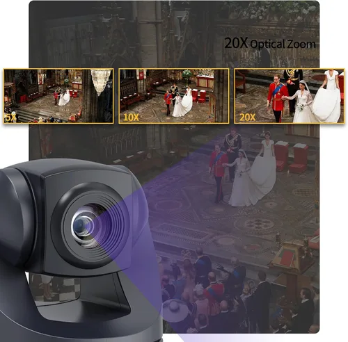 Vista 9 de Cámara PTZ 4K 20X, HDMI USB cámara de videoconferencia Webcam transmisión en vivo para adoración de iglesia/eventos servicios/educación, funciona