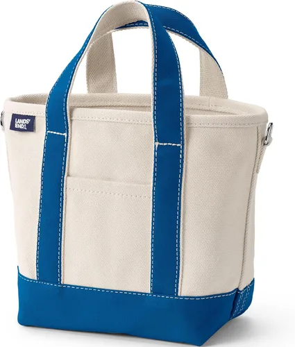 Vista 19 de Lands' End Bolso de lona abierto Natural/Azul marino radiante