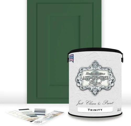 Vista 130 de Pintura TODO EN UNO, Abbey (gris cálido), Muestra de 8oz - Pintura duradera para gabinetes y muebles. Imprimación y capa superior incorporadas,