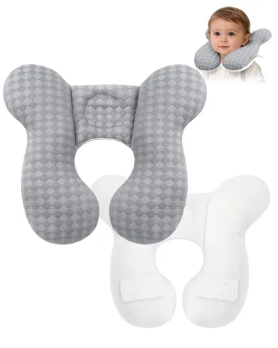 Vista 12 de KAKIBLIN Almohada para el cuello del bebé, almohada de la ayuda de la Azul