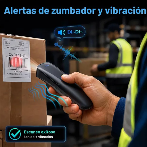 Vista 7 de Tera Escáner de código de barras 2D inalámbrico portátil: BT 2.4G USB 2D azul