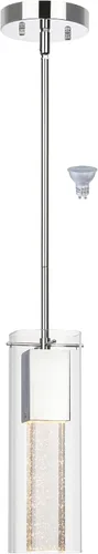 Vista 9 de XiNBEi Lighting Lámpara colgante, moderna cocina negra colgante colgante de iluminación con vidrio cuadrado y bombilla LED XB-P1110-SQ-MB