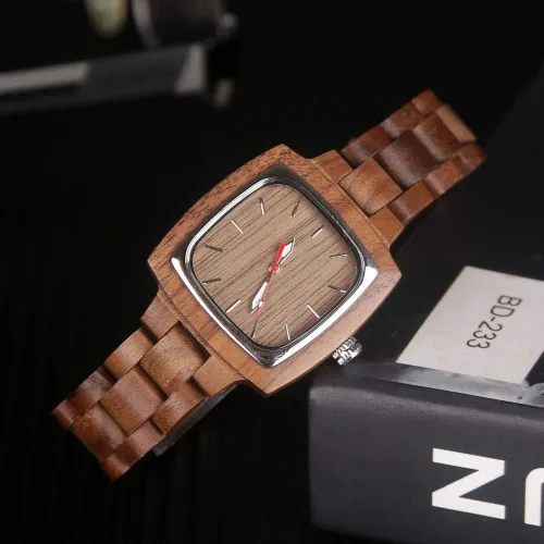 Vista 6 de Tiong Brand Wooden Watches Mens with Handmade Colorful Bamboo Wood Watch Analog Date Quartz Wooden Watch for Men