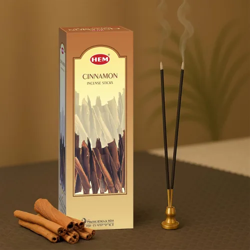 Vista 2 de Hem Varitas de incienso de canela – Paquete de 6 cajas Hexa (120 varillas en total) – Aroma cálido y picante de larga duración para meditación