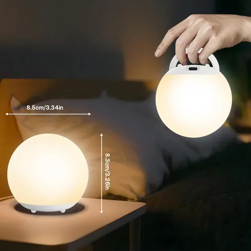 Vista 8 de Luz nocturna para bebé, luz nocturna recargable con control táctil con atenuación continua y cambio de color 7 RGB, luz suave y portátil para huevos