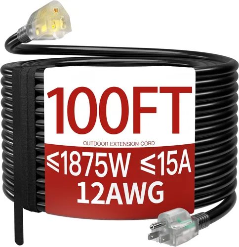 Vista 44 de Cable de extensión corto de 16/3 de 1 pie, cable de extensión negro flexible y duradero, cable de alimentación de 3 clavijas para interiores