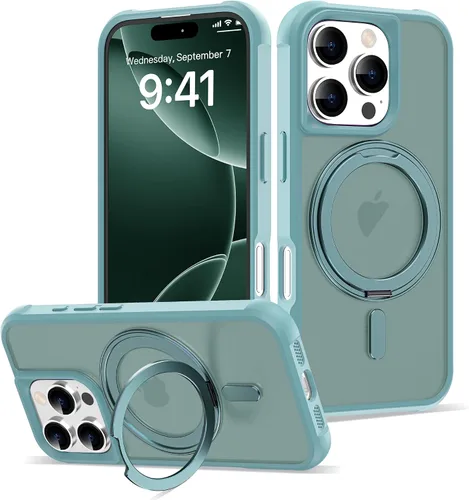Vista 21 de Funda para iPhone 11 con soporte de anillo magnético giratorio de 360° [compatible con Mag-Safe] [Protección de grado militar] Funda translúcida