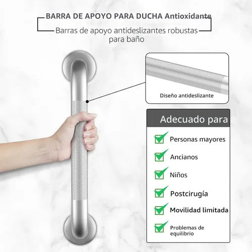 Vista 2 de Paquete de 2 barras de agarre de 12 pulgadas para bañeras y duchas, barra