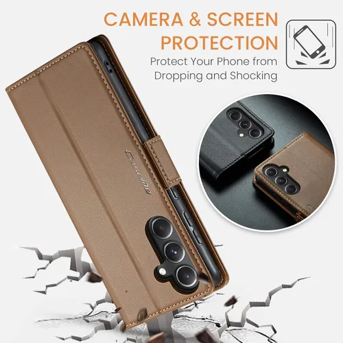 Vista 8 de Funda para Samsung Galaxy S23 FE, [bloqueo RFID] Cierre magnético, cartera de piel sintética con tarjetero y soporte para tarjetas, funda
