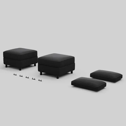 Vista 8 de Belffin Módulo modular de respaldo para sofá seccional para sofá seccional apoyabrazos/respaldo (juego de 4) terciopelo negro