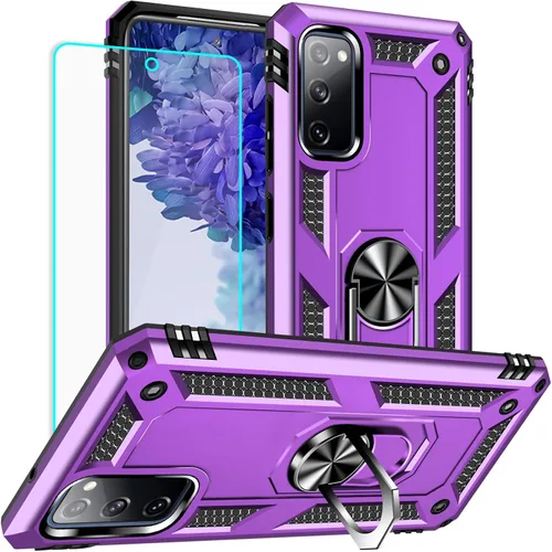 Vista 12 de Yiakeng Funda para Samsung Galaxy S20 FE, funda Galaxy S20 FE 5G con protector de pantalla HD, fundas protectoras de grado militar con anillo