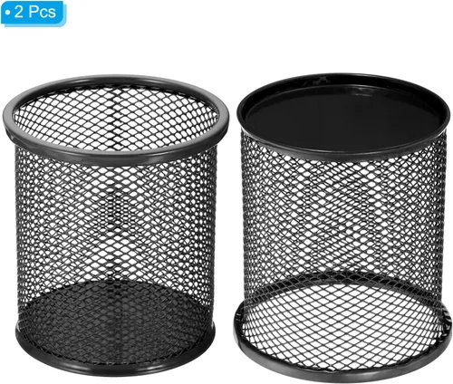 Vista 3 de PATIKIL Soporte de malla para bolígrafos, paquete de 2 soportes para lápices, cesta para lápices, organizador de casilleros de tazas, soporte Negro