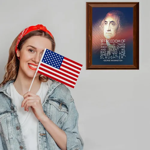Vista 4 de Arte de pared con citas de George Washington: si se quita la libertad de expresión, esta decoración de pared patriótica política con silueta