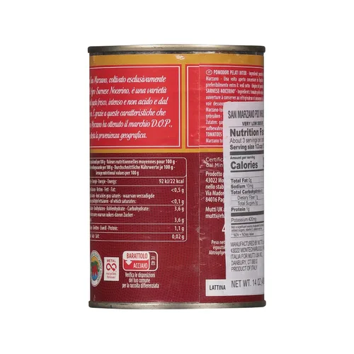 Vista 3 de Mutti Tomates PDO San Marzano auténticos pelados enteros lata de 14 onzas